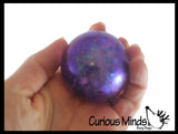 LAST CHANCE - LIMITED STOCK - SALE  - Small Metallic with Shiny Iridescent Glitter Thick Gel-Filled Squeeze Stress Balls  -  Sensory, Stress, Fidget Toy