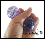LAST CHANCE - LIMITED STOCK - SALE  - Small Metallic with Shiny Iridescent Glitter Thick Gel-Filled Squeeze Stress Balls  -  Sensory, Stress, Fidget Toy