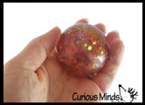 LAST CHANCE - LIMITED STOCK - SALE  - Small Metallic with Shiny Iridescent Glitter Thick Gel-Filled Squeeze Stress Balls  -  Sensory, Stress, Fidget Toy