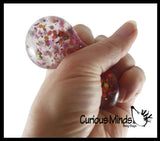 LAST CHANCE - LIMITED STOCK - SALE  - Small Metallic with Shiny Iridescent Glitter Thick Gel-Filled Squeeze Stress Balls  -  Sensory, Stress, Fidget Toy