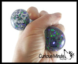 LAST CHANCE - LIMITED STOCK - SALE  - Small Metallic with Shiny Iridescent Glitter Thick Gel-Filled Squeeze Stress Balls  -  Sensory, Stress, Fidget Toy