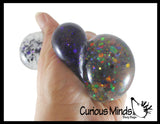 Small Metallic with Shiny Iridescent Glitter Thick Gel-Filled Squeeze Stress Balls  -  Sensory, Stress, Fidget Toy
