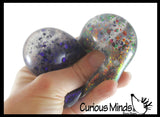 LAST CHANCE - LIMITED STOCK - SALE  - Small Metallic with Shiny Iridescent Glitter Thick Gel-Filled Squeeze Stress Balls  -  Sensory, Stress, Fidget Toy