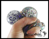 LAST CHANCE - LIMITED STOCK - SALE  - Small Metallic with Shiny Iridescent Glitter Thick Gel-Filled Squeeze Stress Balls  -  Sensory, Stress, Fidget Toy