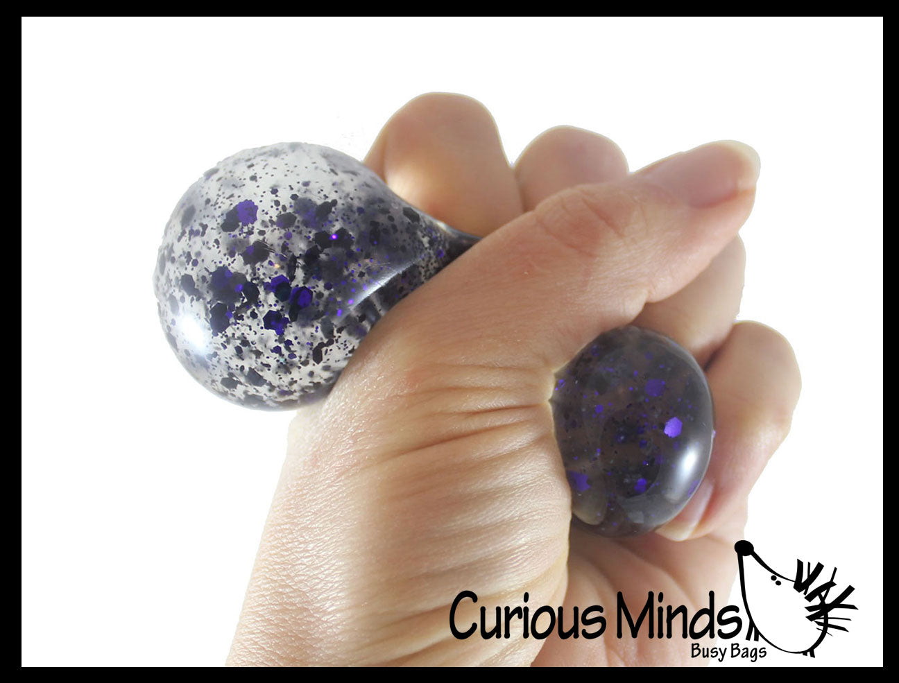 Small Metallic with Shiny Iridescent Glitter Thick Gel-Filled Squeeze Stress Balls  -  Sensory, Stress, Fidget Toy