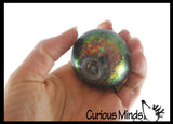 LAST CHANCE - LIMITED STOCK - SALE  - Small Metallic with Shiny Iridescent Glitter Thick Gel-Filled Squeeze Stress Balls  -  Sensory, Stress, Fidget Toy