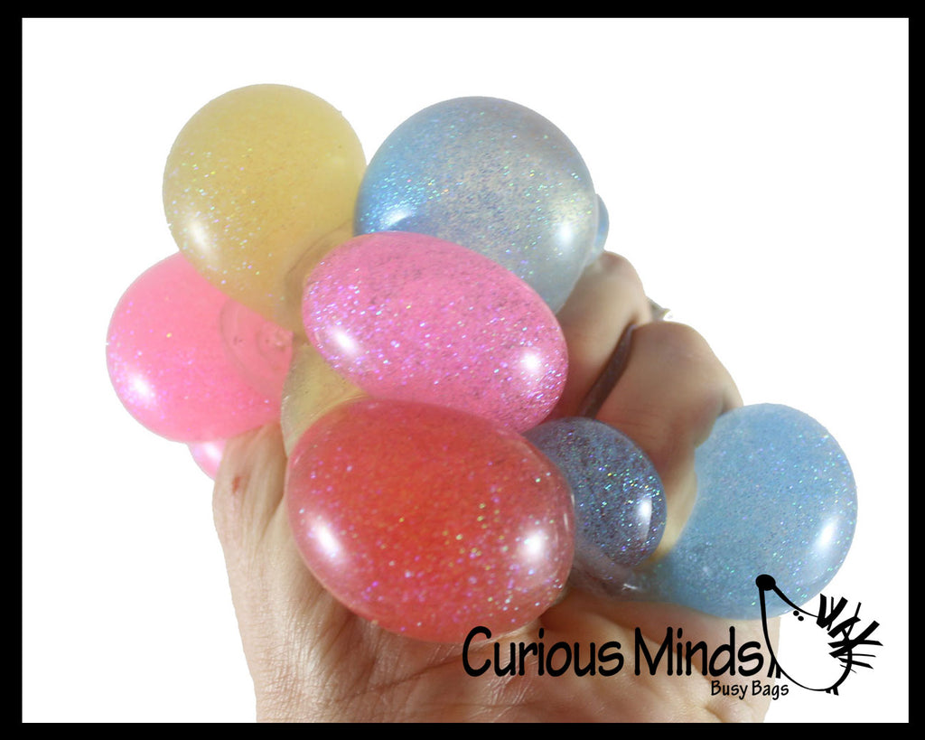 BULK - WHOLESALE - SALE - Individually Wrapped Small Amazing 1.5" Glitter Stress Ball - Ceiling Sticky Glob Balls - Squishy Gooey Shape-able Squish Sensory Squeeze Balls