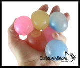 Individually Wrapped Small Amazing 1.5" Glitter Stress Ball - Ceiling Sticky Glob Balls - Squishy Gooey Shape-able Squish Sensory Squeeze Balls