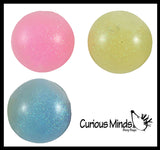 BULK - WHOLESALE - SALE - Individually Wrapped Small Amazing 1.5" Glitter Stress Ball - Ceiling Sticky Glob Balls - Squishy Gooey Shape-able Squish Sensory Squeeze Balls