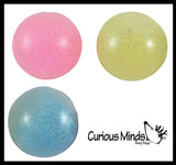 Individually Wrapped Small Amazing 1.5" Glitter Stress Ball - Ceiling Sticky Glob Balls - Squishy Gooey Shape-able Squish Sensory Squeeze Balls