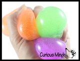 Glitter Gel Pumpkin Stress Balls - Sticky Pumpkins Squeeze Fidget - Trick or Treat - Party Favors