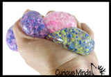 Small Amazing 1.5" Confetti Bead with Thick Gel Mold-able Stress Ball - Ceiling Sticky Glob Balls - Squishy Gooey Shape-able Squish Sensory Squeeze Balls