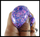 Small Amazing 1.5" Confetti Bead with Thick Gel Mold-able Stress Ball - Ceiling Sticky Glob Balls - Squishy Gooey Shape-able Squish Sensory Squeeze Balls