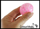 Small Amazing 1.5" Confetti Bead with Thick Gel Mold-able Stress Ball - Ceiling Sticky Glob Balls - Squishy Gooey Shape-able Squish Sensory Squeeze Balls