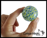 Individually Wrapped Small Amazing 1.5" Confetti Bead with Thick Gel Mold-able Stress Ball - Ceiling Sticky Glob Balls - Squishy Gooey Shape-able Squish Sensory Squeeze Balls