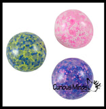 Small Amazing 1.5" Confetti Bead with Thick Gel Mold-able Stress Ball - Ceiling Sticky Glob Balls - Squishy Gooey Shape-able Squish Sensory Squeeze Balls