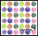 Small Amazing 1.5" Confetti Bead with Thick Gel Mold-able Stress Ball - Ceiling Sticky Glob Balls - Squishy Gooey Shape-able Squish Sensory Squeeze Balls