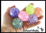 Small Amazing 1.5" Confetti Bead with Thick Gel Mold-able Stress Ball - Ceiling Sticky Glob Balls - Squishy Gooey Shape-able Squish Sensory Squeeze Balls