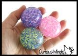 Small Amazing 1.5" Confetti Bead with Thick Gel Mold-able Stress Ball - Ceiling Sticky Glob Balls - Squishy Gooey Shape-able Squish Sensory Squeeze Balls