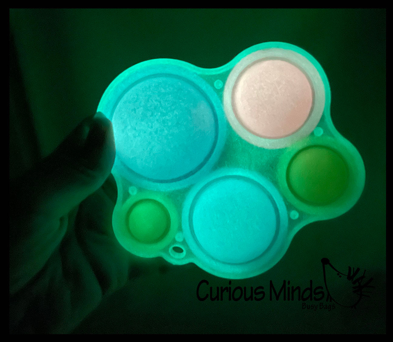 Glow in the Dark Hard Shell Multi Bubble Toddler to Adult - Bubble Wrap Pop Fidget Toy - 5 Different Size Bubbles