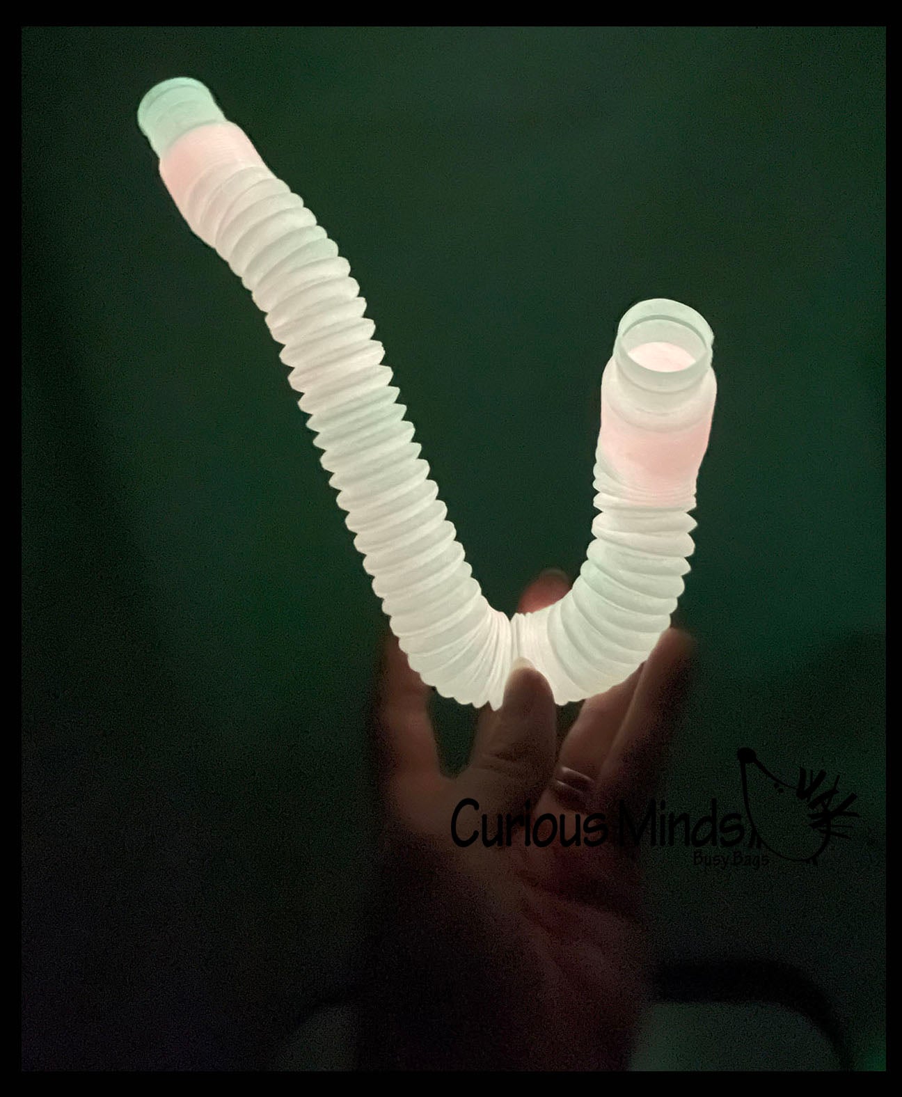 Large Glow in the Dark Pull and Pop Snap Expanding Flexible Accordion Tube Toy - Free Play - Open Ended Fidget Toy