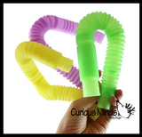 Large Glow in the Dark Pull and Pop Snap Expanding Flexible Accordion Tube Toy - Free Play - Open Ended Fidget Toy