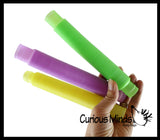 Large Glow in the Dark Pull and Pop Snap Expanding Flexible Accordion Tube Toy - Free Play - Open Ended Fidget Toy
