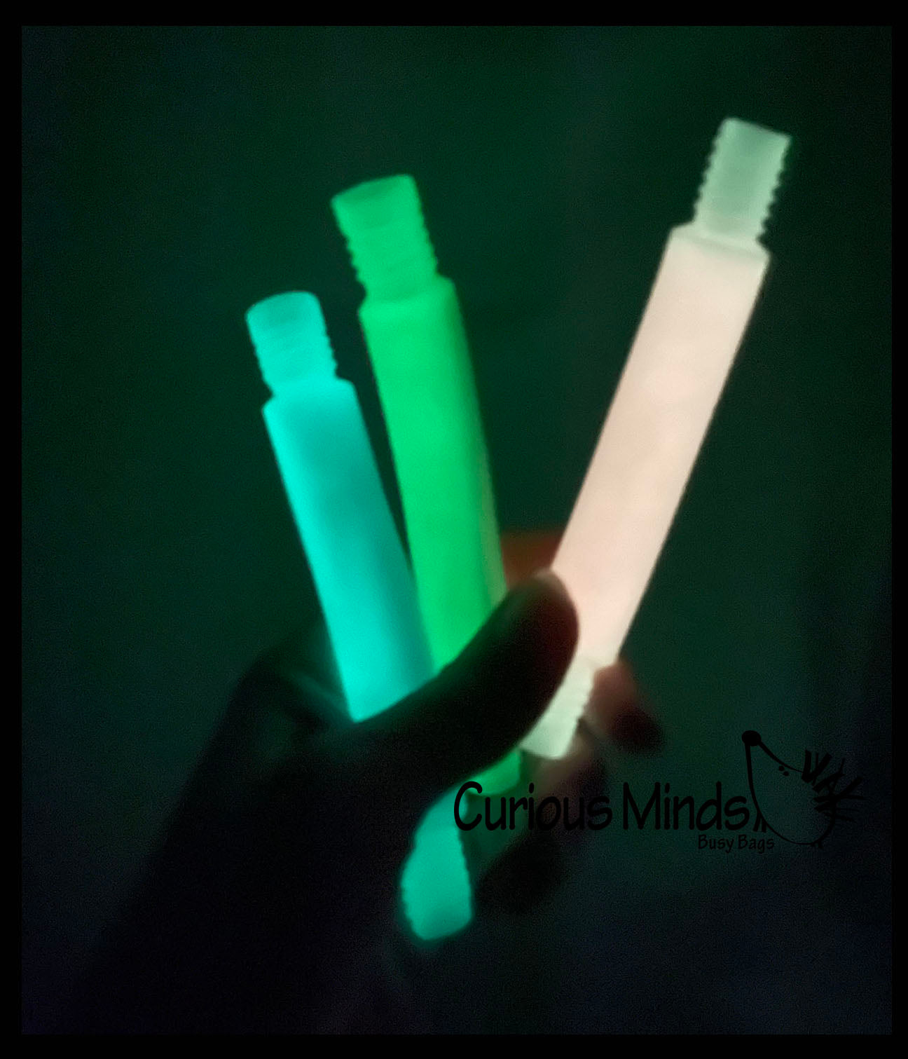 Small Glow in the Dark Pull and Pop Fidget Snap Expanding Flexible Acc
