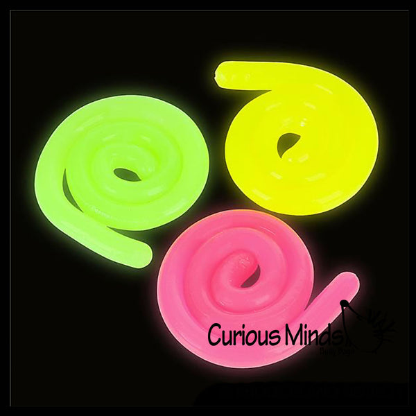 Glow in the Dark Stretch String Fidget Toy- Worm Noodle Strings Fidget ...