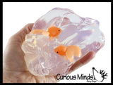 LAST CHANCE - LIMITED STOCK - Goldfish Slime Bucket - Clear Putty with Mini Fish Figurines -   putty/dough/slime