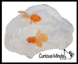 LAST CHANCE - LIMITED STOCK - Goldfish Slime Bucket - Clear Putty with Mini Fish Figurines -   putty/dough/slime