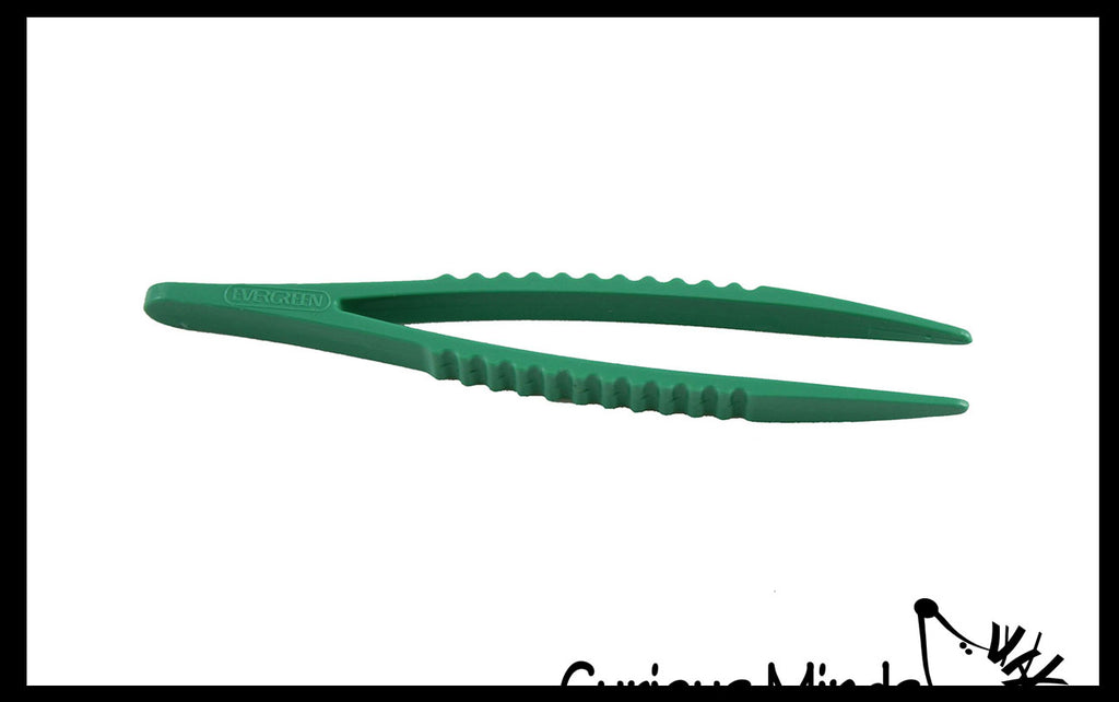 Green Safety Plastic Tweezers for Children - Fine Motor Tools, Occupational Therapy, Special Needs, Sensory Bin, Preschool Tools