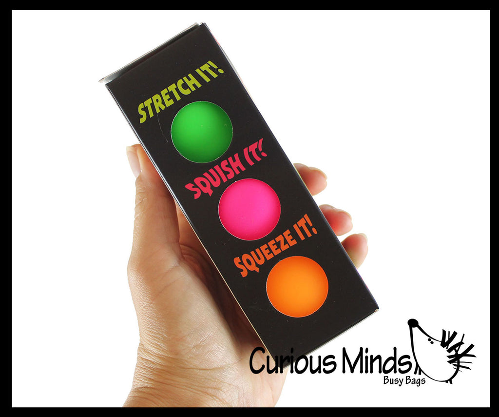 BULK - WHOLESALE - SALE - Box of 3 Soft Doh Filled 2" Stress Ball - Squishy Gooey Squish Sensory Squeeze Balls