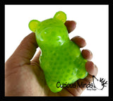Set of 3 Gummy Bear Fidgets - Jumbo Mochi and Water Bead Filled Squishy Animals - Kawaii -  Cute Individually Wrapped Toys - Sensory, Stress, Fidget Party Favor Toy