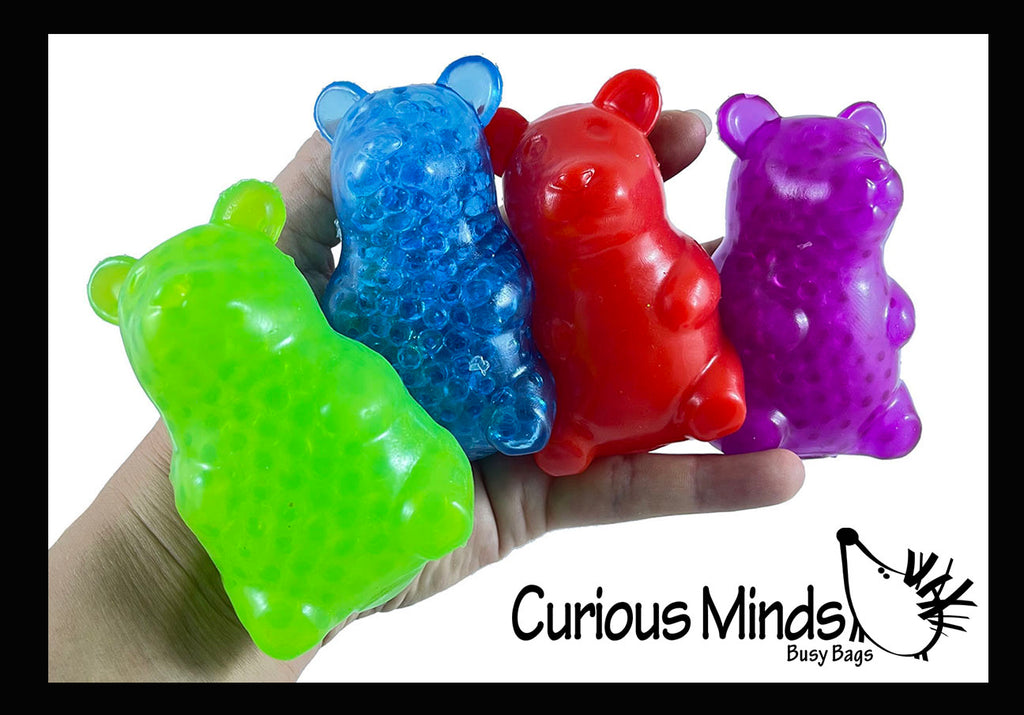 Water Bead Filled Gummy Bear Squishy Animals Cute Individually Wrapped Toys - Sensory, Stress, Fidget Party Favor Toy