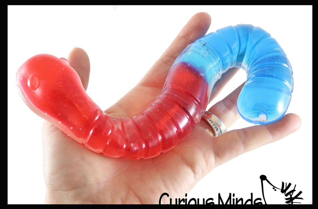 Jumbo Gummy Worm - Large Squishy Sensory Gooey Fidget Toy - Realistic - Looks Like the Candy - But Not Edible