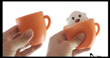 Halloween in a Cup - Surprise Character Pop Up Hide and Seek Fidget - Black Cat, Pumpkin, Frankenstein, Ghost - Small Novelty Toy Prize Gifts