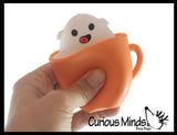 Halloween in a Cup - Surprise Character Pop Up Hide and Seek Fidget - Black Cat, Pumpkin, Frankenstein, Ghost - Small Novelty Toy Prize Gifts