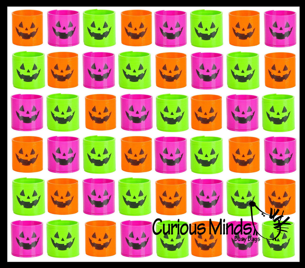 Halloween Spring Coil Novelty Toys - Colored Pumpkin Jack O Lantern Party Favor - Trick or Treat Prize