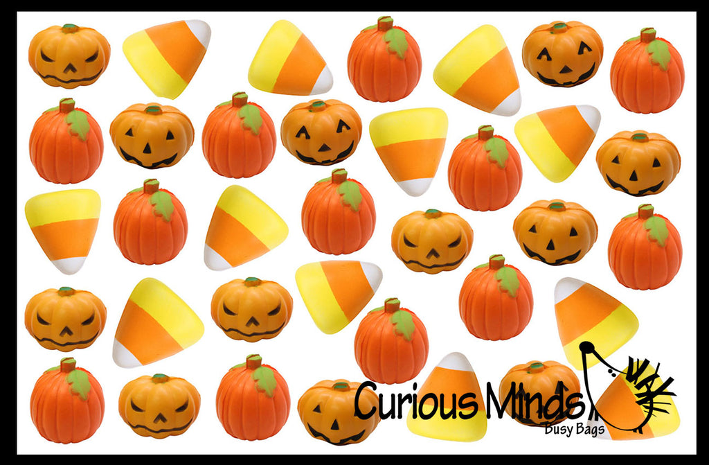 Halloween Stress Ball Set - Pumpkin, Jack-o-Lantern, Candy Corn Party Favor , Small Novelty Toy Prize Assortment Gifts