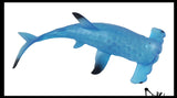 Set of 2 Different Species Large Shark Water Gel Water Bead Filled Squeeze Stress Balls - Blue Shark and Hammerhead  -  Sensory, Stress, Fidget Toy