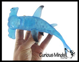 Set of 2 Different Species Large Shark Water Gel Water Bead Filled Squeeze Stress Balls - Blue Shark and Hammerhead  -  Sensory, Stress, Fidget Toy