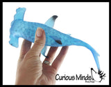 Set of 2 Different Species Large Shark Water Gel Water Bead Filled Squeeze Stress Balls - Blue Shark and Hammerhead  -  Sensory, Stress, Fidget Toy