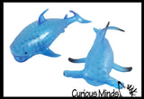 Set of 2 Different Species Large Shark Water Gel Water Bead Filled Squeeze Stress Balls - Blue Shark and Hammerhead  -  Sensory, Stress, Fidget Toy