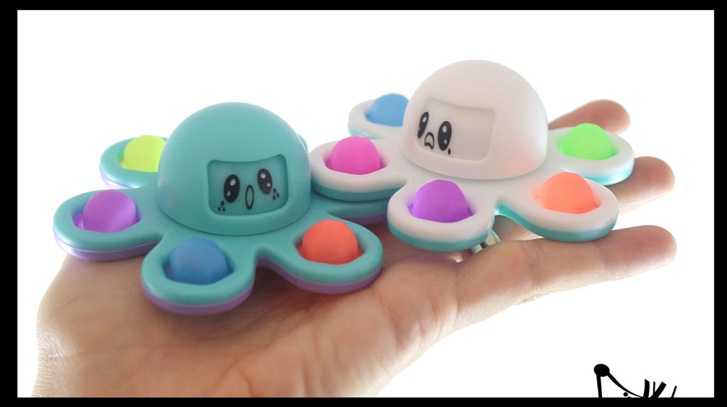 LAST CHANCE - LIMITED STOCK  - SALE - Hard Shell Octopus Bubble Pop Spinner Toy - Happy and Sad Silicone Push Poke Bubble Wrap Fidget Toy - Press Bubbles to Pop the Bubbles Down Then Bubble Popper Sensory Stress Toy