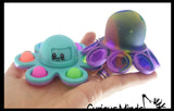 Set of 2 Octopus Fidgets - Soft & Hard Shell Octopus Bubble Pop Flip Fidget Spinner Toy - Happy and Sad Silicone Push Poke Bubble Wrap Fidget Toy - Press Bubbles to Pop the Bubbles Down Then Flip it over and Do it Again - Bubble Popper Sensory Stress Toy