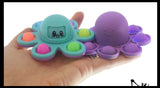 Set of 2 Octopus Fidgets - Soft & Hard Shell Octopus Bubble Pop Flip Fidget Spinner Toy - Happy and Sad Silicone Push Poke Bubble Wrap Fidget Toy - Press Bubbles to Pop the Bubbles Down Then Flip it over and Do it Again - Bubble Popper Sensory Stress Toy