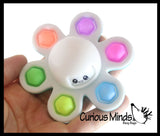 Set of 2 Octopus Fidgets - Soft & Hard Shell Octopus Bubble Pop Flip Fidget Spinner Toy - Happy and Sad Silicone Push Poke Bubble Wrap Fidget Toy - Press Bubbles to Pop the Bubbles Down Then Flip it over and Do it Again - Bubble Popper Sensory Stress Toy