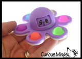 Set of 2 Octopus Fidgets - Soft & Hard Shell Octopus Bubble Pop Flip Fidget Spinner Toy - Happy and Sad Silicone Push Poke Bubble Wrap Fidget Toy - Press Bubbles to Pop the Bubbles Down Then Flip it over and Do it Again - Bubble Popper Sensory Stress Toy