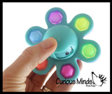 Set of 2 Octopus Fidgets - Soft & Hard Shell Octopus Bubble Pop Flip Fidget Spinner Toy - Happy and Sad Silicone Push Poke Bubble Wrap Fidget Toy - Press Bubbles to Pop the Bubbles Down Then Flip it over and Do it Again - Bubble Popper Sensory Stress Toy